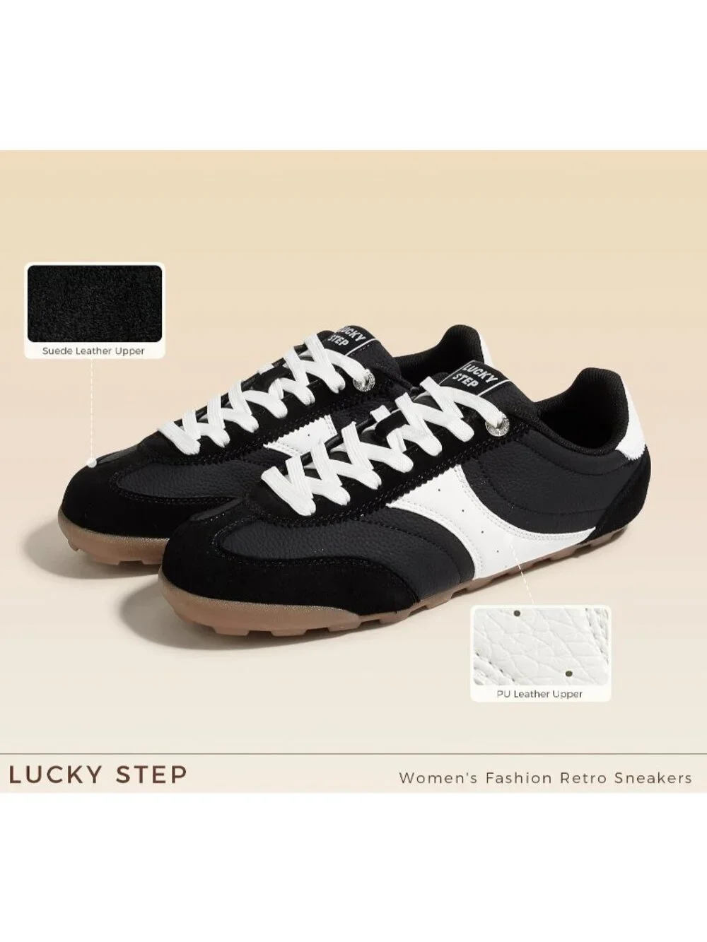 Women's Black Retro Fashion Lightweight Non Slip Thin Sole Comfortable Sneakers